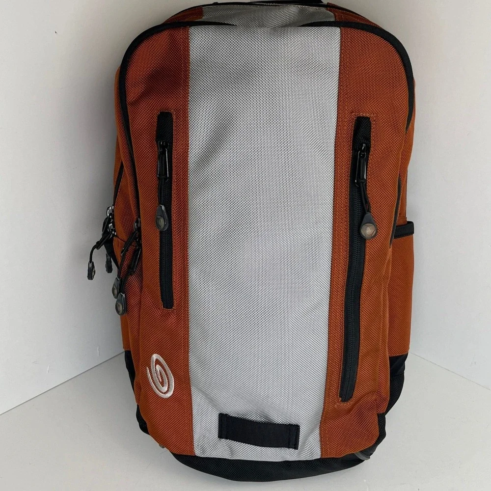 Timbuk2 Laptop Backpack Burnt Orange Silver Ballistic Nylon Tech Commuter Bag